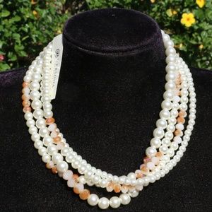 Boho Multi Strand Statement Pearl Sparkle Necklace
